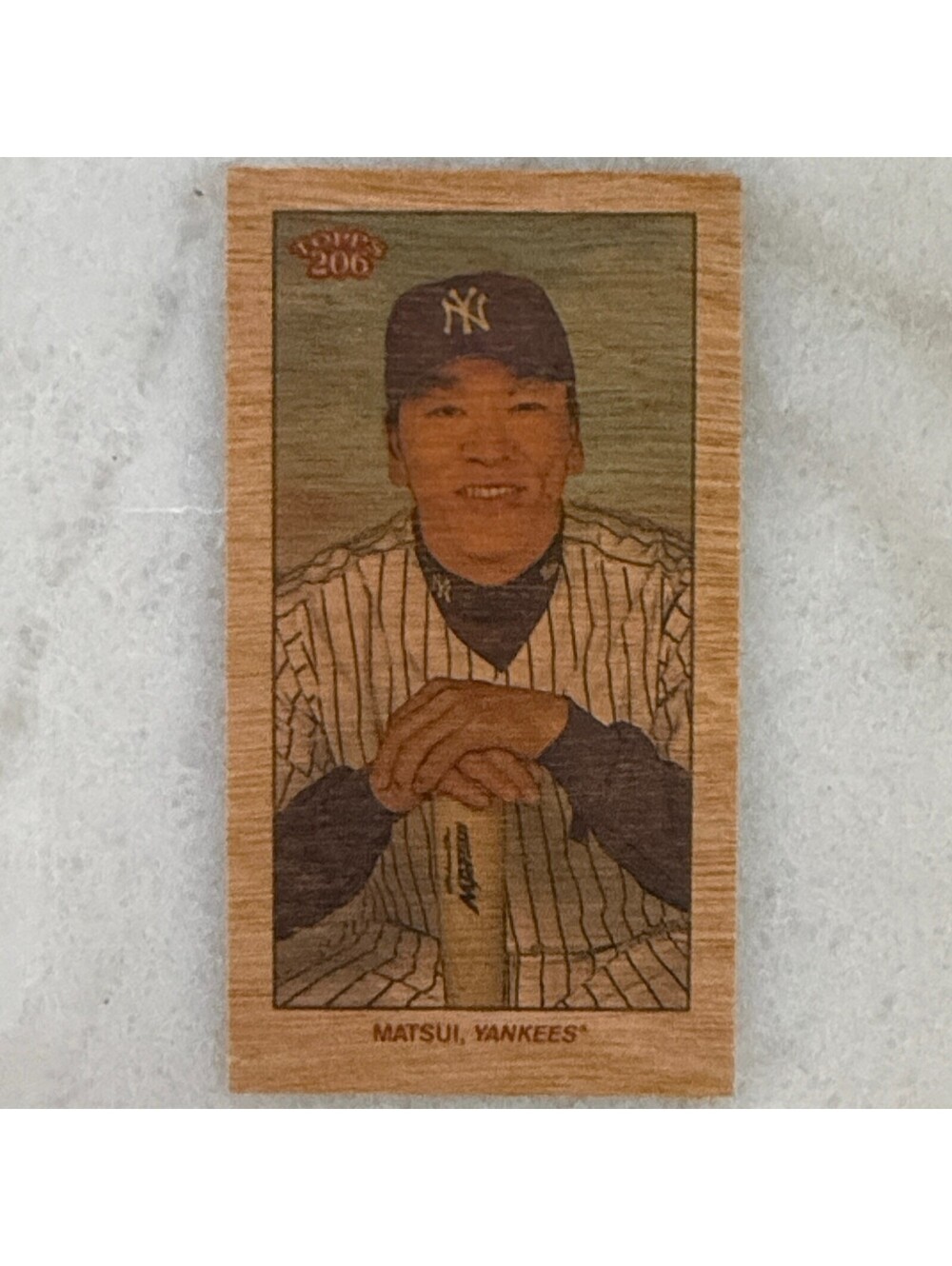 2024 Topps 206 Hideki Matsui Mini Wood Grain Card - New York Yankees